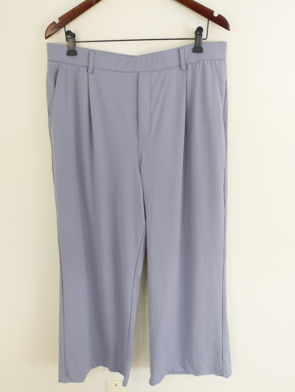 Halara High Waisted Pleated Wide Leg Cropped Pants Purple Lavender XL Petite NWT